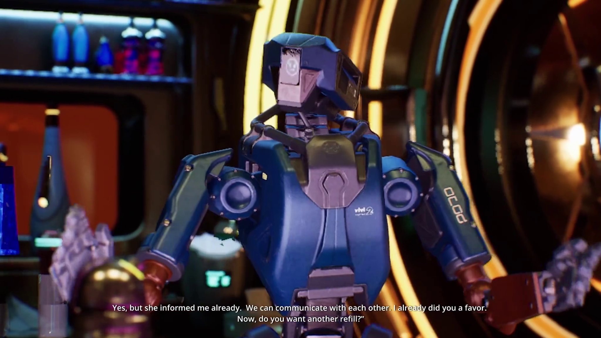 Bart the vivibot in a dialogue scene