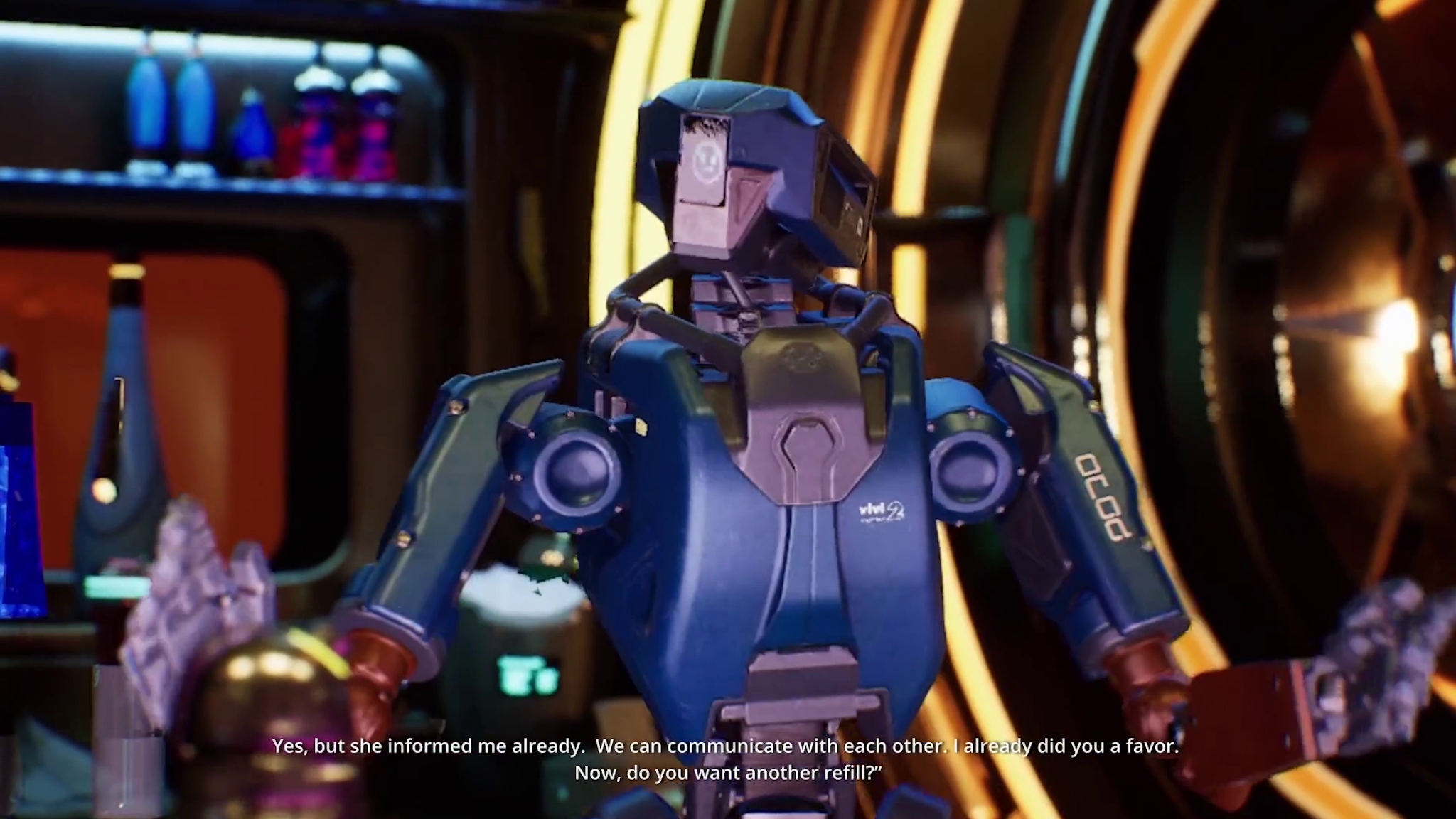 Bart the vivibot in a dialogue scene