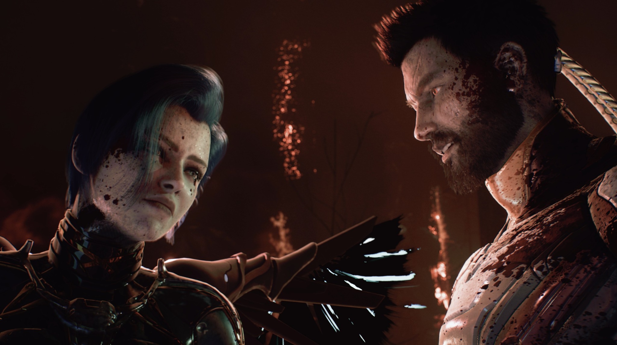 Seline looking at Phoenix in a tense cinematic scene